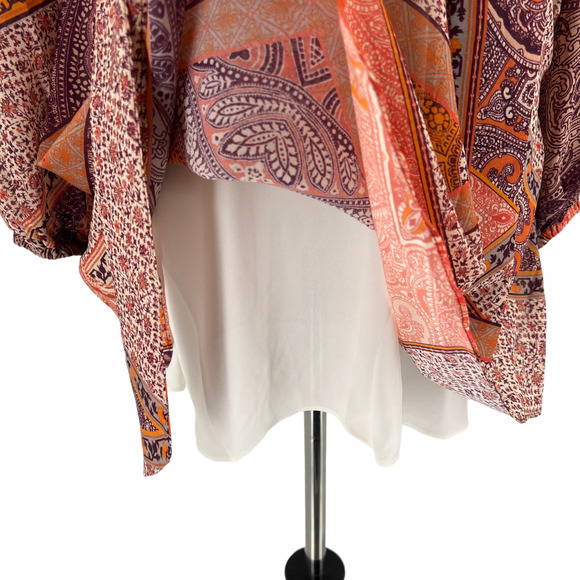 Divine Heritage Mini Dress Orchid Floral Paisley Print Tie Neck Size Small - Picture 12 of 16